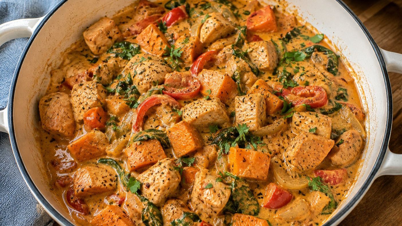 Kycklinggryta med sötpotatis – färdiglagat recept