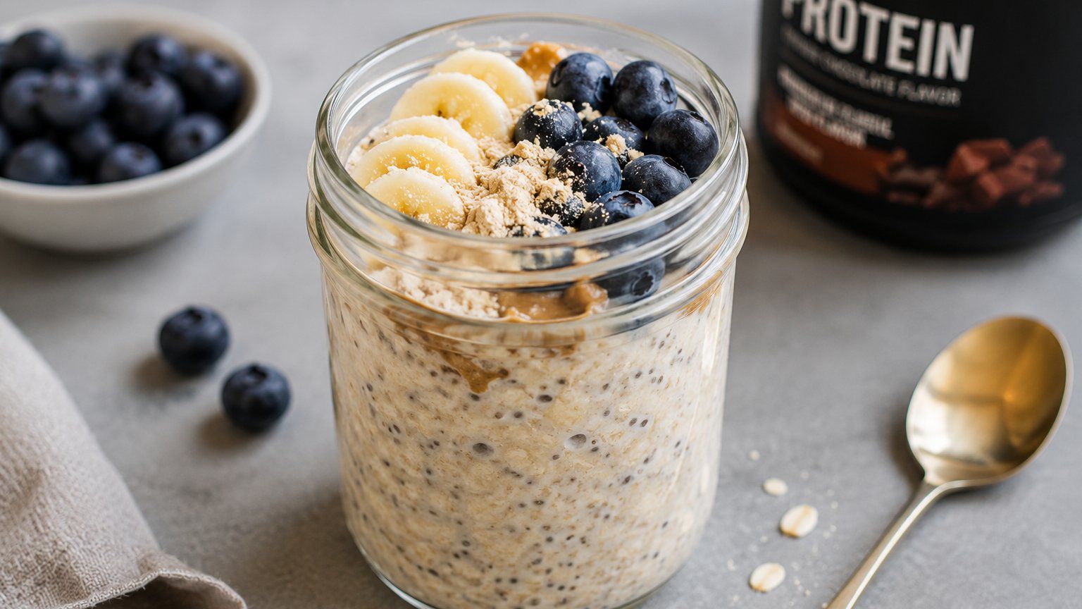 Overnight oats med proteinpulver – grundrecept – färdiglagat recept