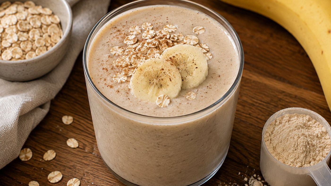 Proteinshake med banan och havregryn – färdiglagat recept