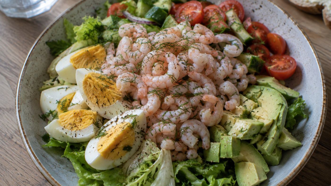 Räksallad med ägg och avokado – färdiglagat recept
